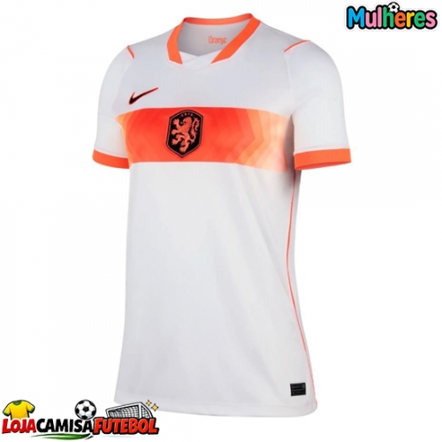 Camisa de Futebol Países Baixos Equipamento Secundário Mulheres Mundo 2026 Manga Curta
